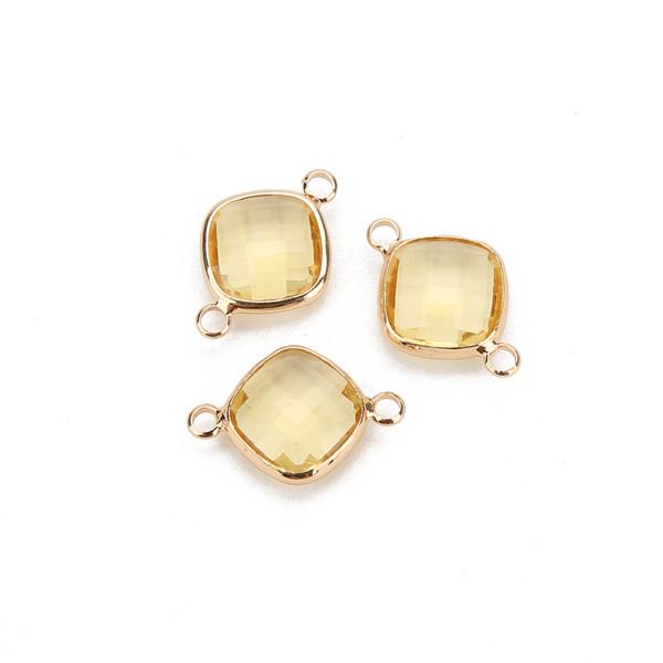 5pcs 11mm White Double Hole Glass Charms Pendants Connector for Chain Bracelets Necklace Women DIY Jewelry Making Findings