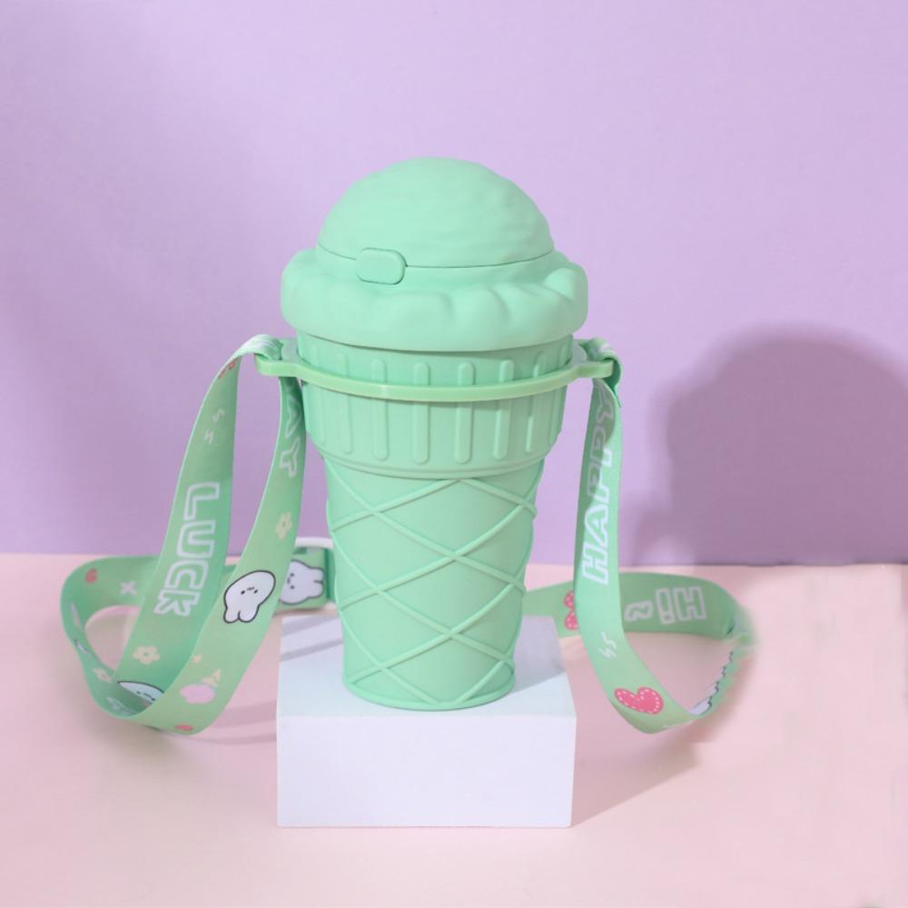 

Cartoon Straw Cup 500ml Tea Kettle Drinkware Water Bottle Summer зелёный