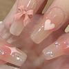 1 Set Falsche Nägel Leicht entfernbar Vollständige Abdeckung Glänzend DIY mit Kleber Sweet Fantasy Schleife Herz Verlängerter Falscher Nagel Nagelstudio Zubehör
