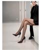 Women's Black Patent Leather Stiletto Heels with Side Cut and Red Bottom - Spring Collection