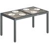 Garden Table for 4 To 6 People, Outdoor Dining Table with Wood-effect Top, 140 X 80 X 72 Cm, Dark Grey