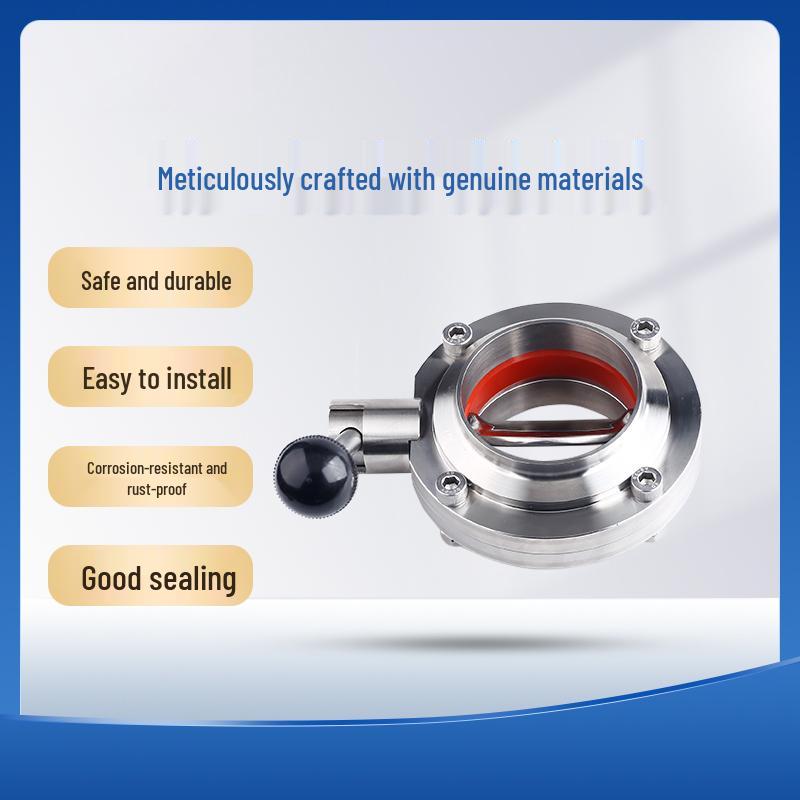 316 Manual Sanitary Butterfly Valve - 304 Stainless Steel for Wine Barrel/Tank, Food Grade, Weldable, Powder Coated, 51mm