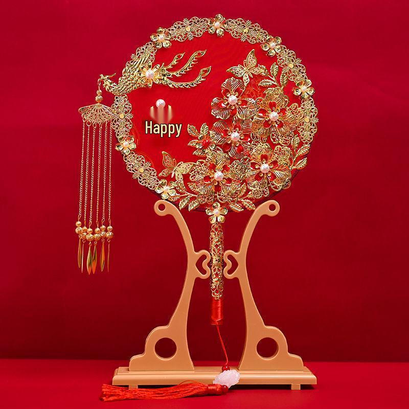 Double-Sided Handmade Bridal Fan for Chinese Style Weddings