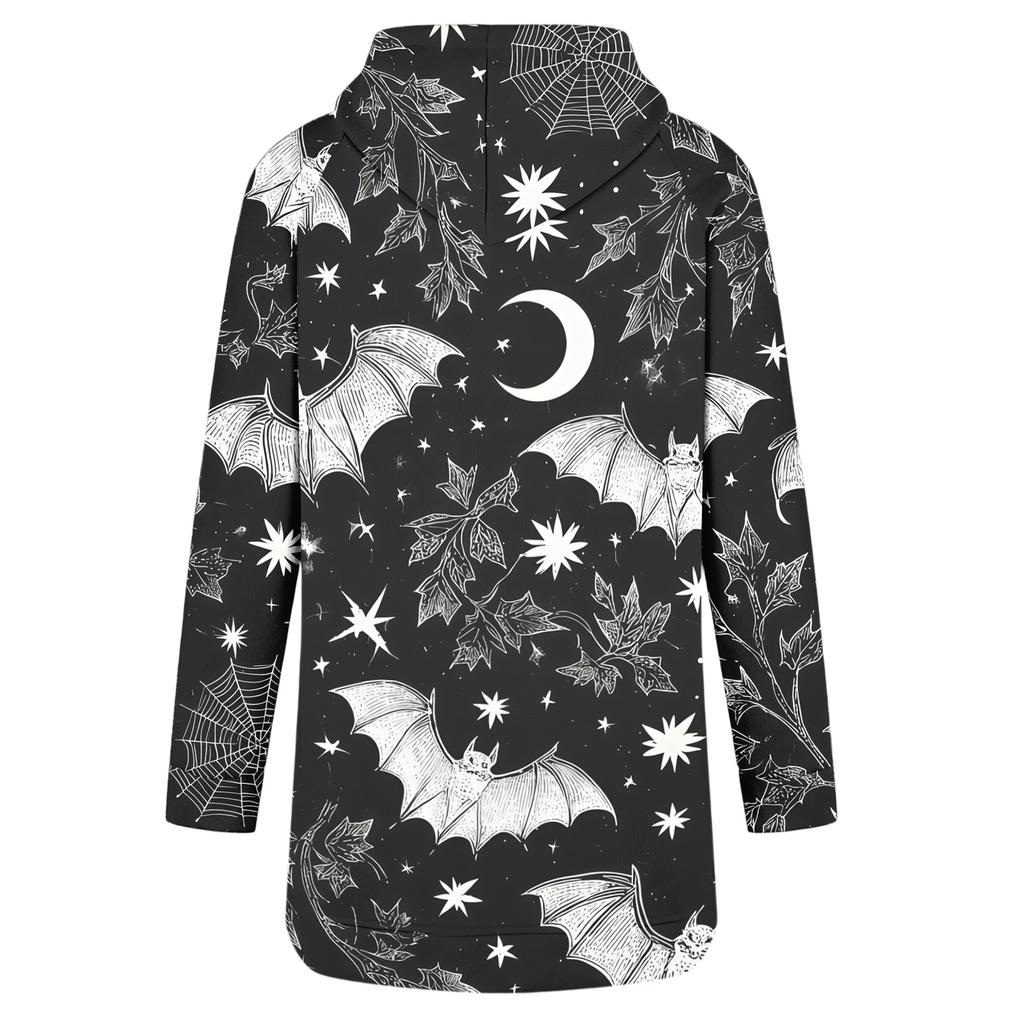 Women's Casual Long Sleeve Halloween Print Pullover Hoodie Sweatshirt