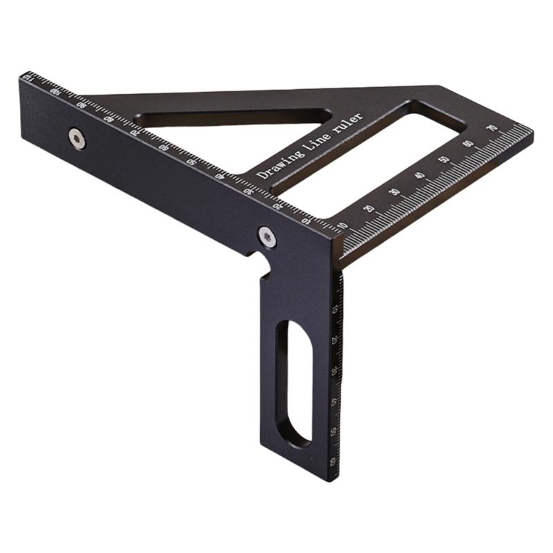 652F Double Scale Aluminum Triangles Ruler Square Angles Finders 45 90 Degree for Carpentry Woodworking Accurate Measurements