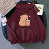 Ladies Spring Autumn Casual Hooded Long Sleeve Big Pocket Capybara Printed Pullover Hoodies Sweatshirt Top