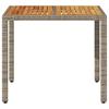 Garden Table with Acacia Wood Top Grey 90 x 90 x 75 cm Poly Rattan