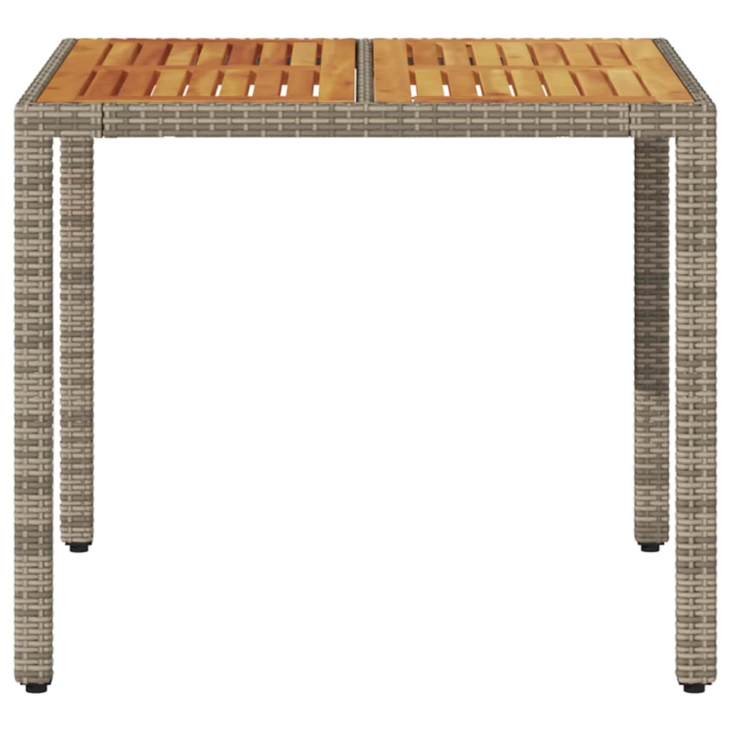 Garden Table with Acacia Wood Top Grey 90 x 90 x 75 cm Poly Rattan
