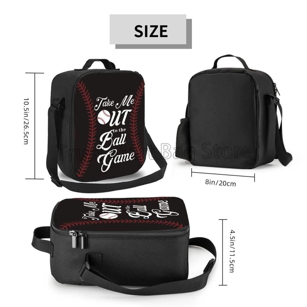 Baseball-Design Wiederverwendbare Lunchtasche Isolierte Lunchbox mit Verstellbarem Schultergurt Auslaufsichere Bento-Tragetaschen für Arbeit Picknick