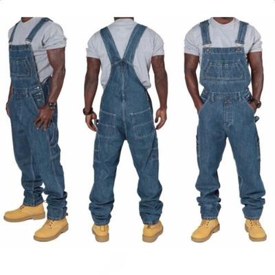 Men's Plus Size Solid Color Denim Jumpsuit Cargo Pants