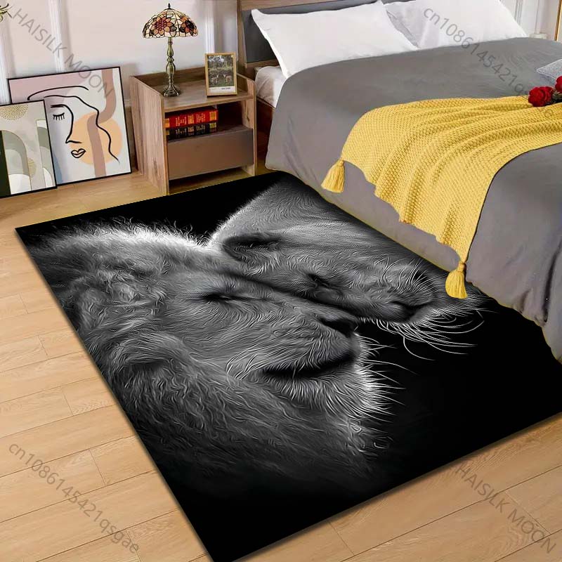 

1PC Lions closely snuggling Pattern Rug Carpets for Bedroom Living Room Sofa Mat Creative Door Mat Cloakroom Home Decor 40cm x 60cm