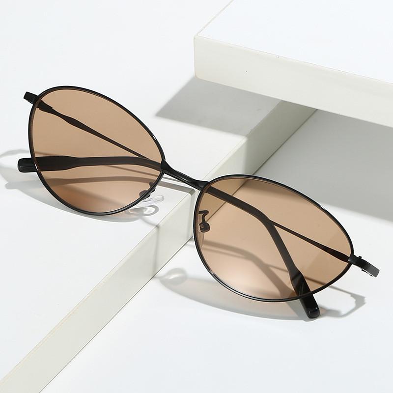 Vintage Metal Cat Eye Sunglasses With Uv400 Protection For Stylish Outdoor Wear