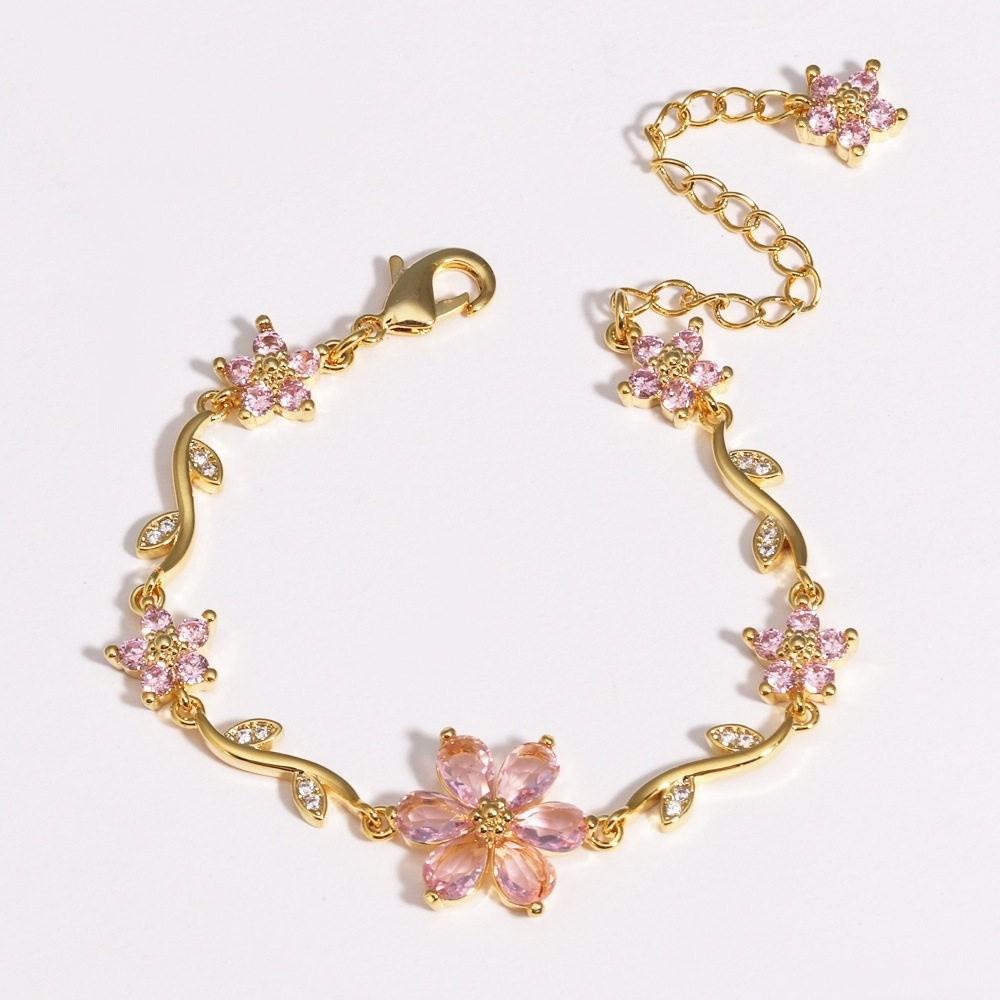 Y2K Chain Bracelet Crystal Women's Bracelet Sweet Flowers Bracelet