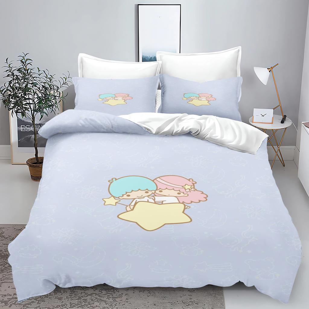 Little Twin Stars Sanrio Bedding Sets Cute Comforter Cover Bed Cover Duvet Cover Pillow Case 2-3 Pieces Sets Kids Adult Size