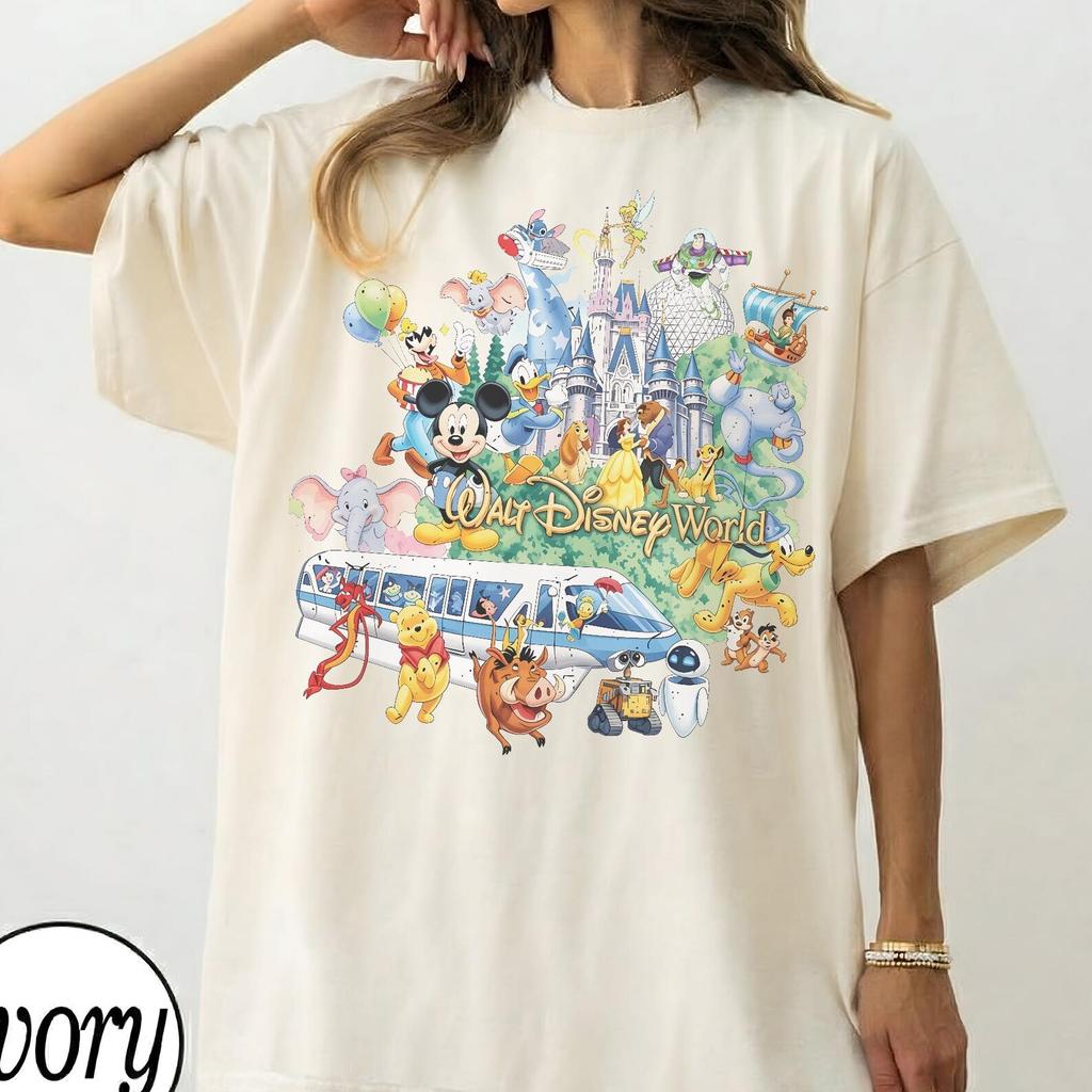 Vintage 90’s Retro Walt Disney World Shirt, Disney World Magic Kingdom Shirt, Disney Mickey And Friends T-Shirt, Disney Family Trip 2026 Tee