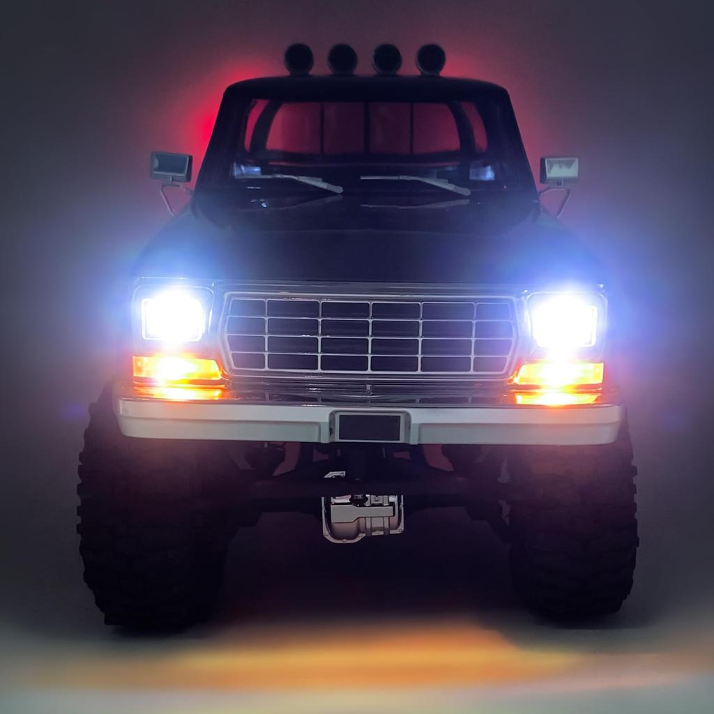 TRZX Resin RC Front & Rear LED Light Kit Headlights & Taillights Upgrade Parts for 1/18 Traxxas TRX4M F150 RC Crawler Car