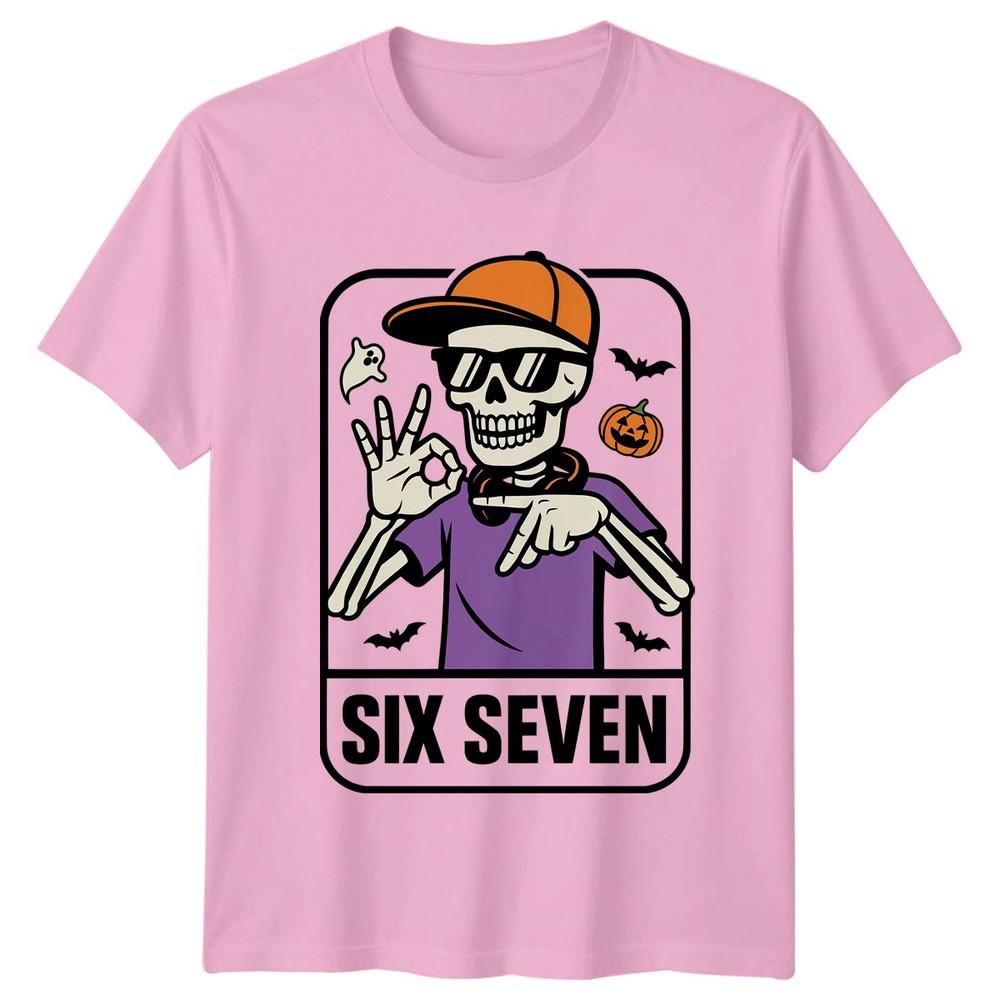 Six Seven Skeleton Halloween Graphic Unisexs TShirt Unisexs Tee Unisex Top