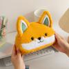 Duża pojemność kreatywny piórnik lis kreskówka słodki pluszowy artykuły piśmiennicze uczeń wielofunkcyjna torba do przechowywania zabawny piórnik