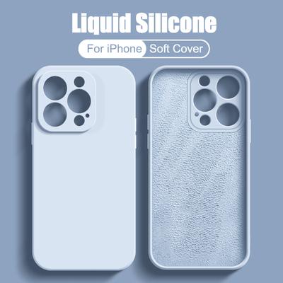 Luxury Liquid Silicone Solid Color Phone Case For iPhone 14 Pro Max 13 12 11 XS XR X Mini 7 8 Plus SE 6S Shockproof Soft Cover