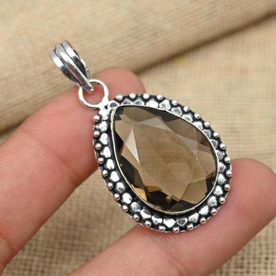 Smoky Topaz Beautiful Gemstone Jewelry Solid 925 Silver Jewelry Handmade Pendant