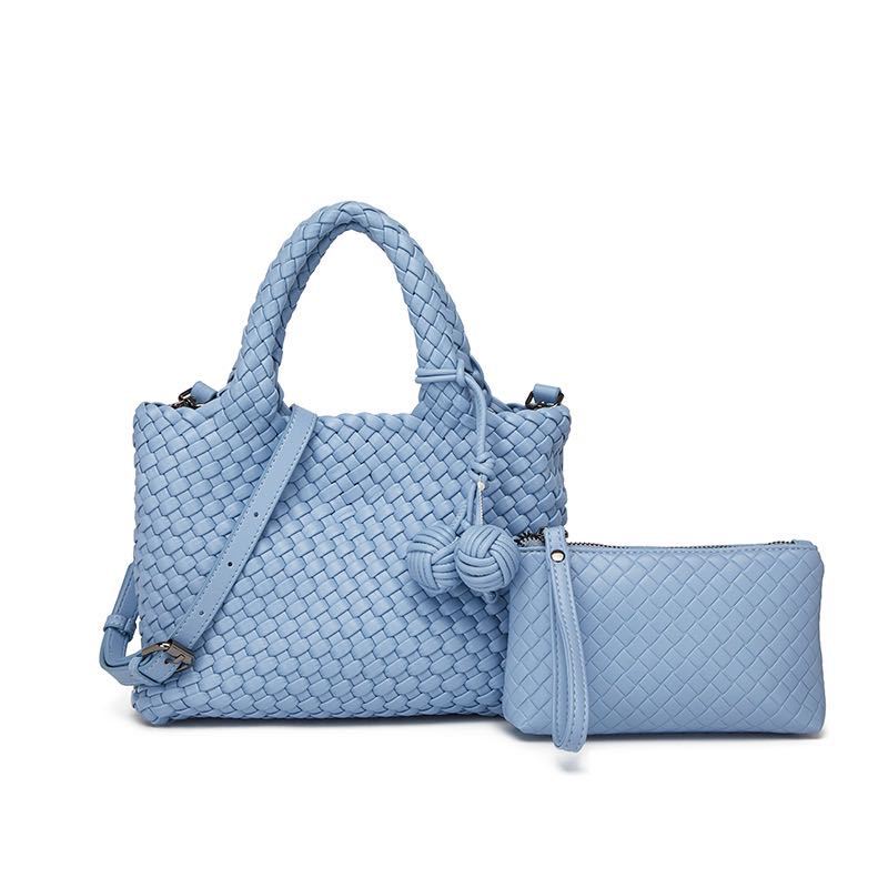 High Texture Pure Hand-Woven Bag Double Handbag Spring And Summer Soft Leather Women'S Bag Fashion Shoulder Messenger Bag