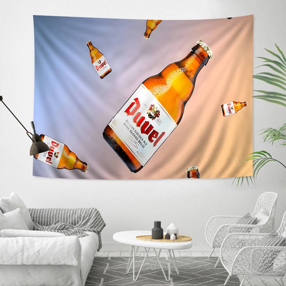 Duvel Bier Anime Wandteppich Hippie Blume Wandteppiche Schlafsaal Dekor Wandbehang Heimdekor