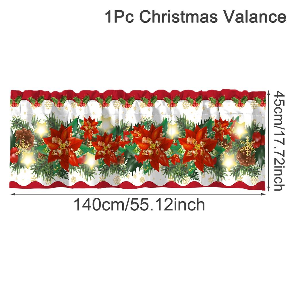 Christmas Short Curtains Valances Christmas Decorations for Home 2026 Xmas Ornaments Windows Treatments for Kitchen Bathroom