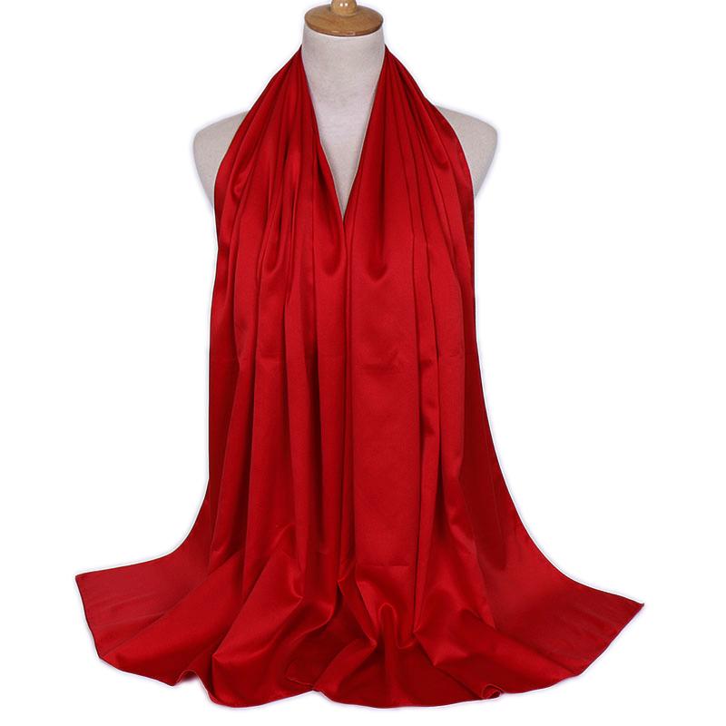 Premium Schimmer Seidensatin Hijab Schal Damen Luxus Medine Seide Schleier Muslimische Frauen Hijab Glänzender Seidenschal Damen Schals Stola