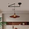 Vintage Walnut Wood Swing Arm Chandelier for Dining Table or Cafe Bar