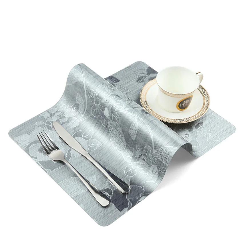 Waterproof Anti-oil Placemat PVC Dining Table Mat Golden Disc Pads Bowl Pad Coasters Table Cloth Pad Slip-resistant Pad 2/4/6pcs