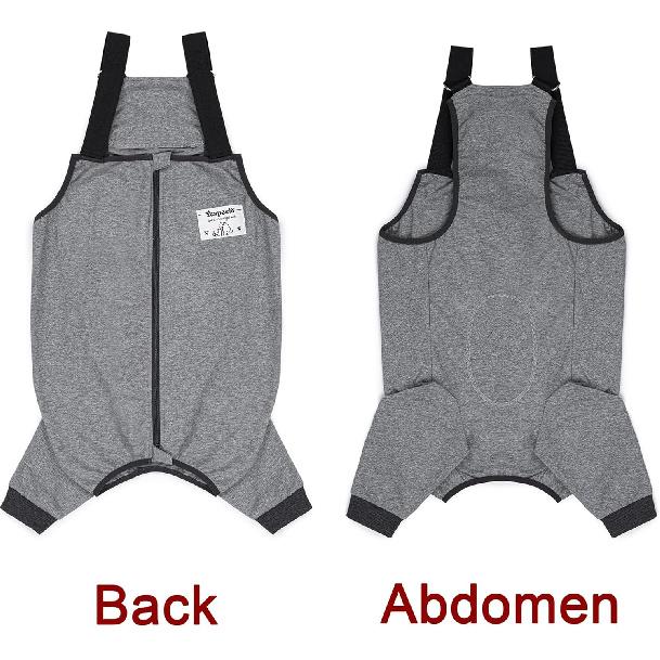 Dog Recovery Suit for Hid Leg, Soft Stretchy Pants for Hip Thigh Wound Protective Sleeves to Prevent Licking (Grey, XL(Reference Weight 13-22 lbs))