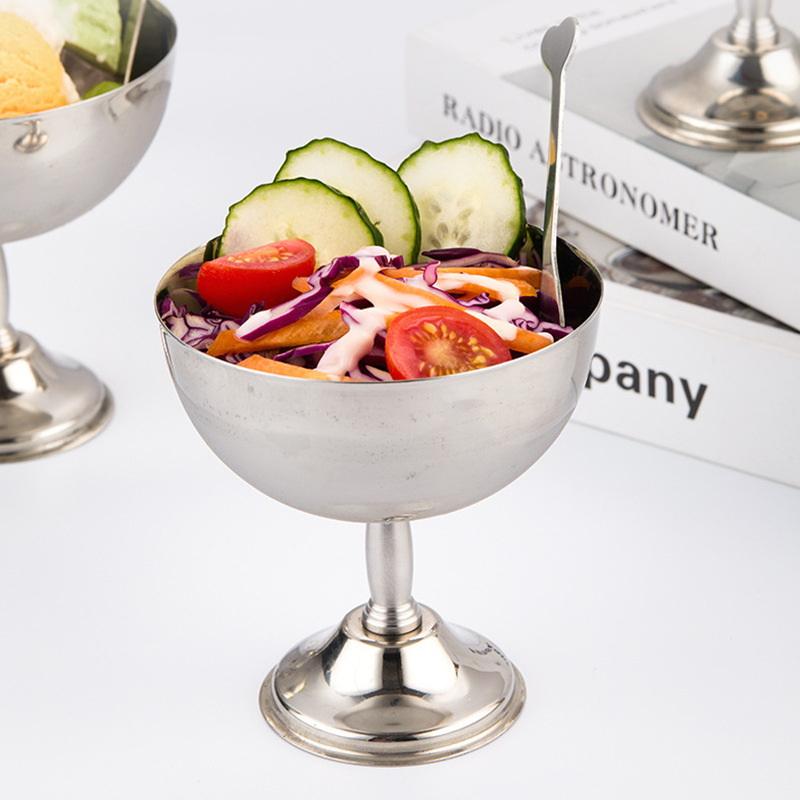 Stainless Steel Dessert Cup Vintage Durable Pudding Milk Jelly Ice Cream Cup Bowl Salad Bowl Dessert Fruit Plate Snack Dish