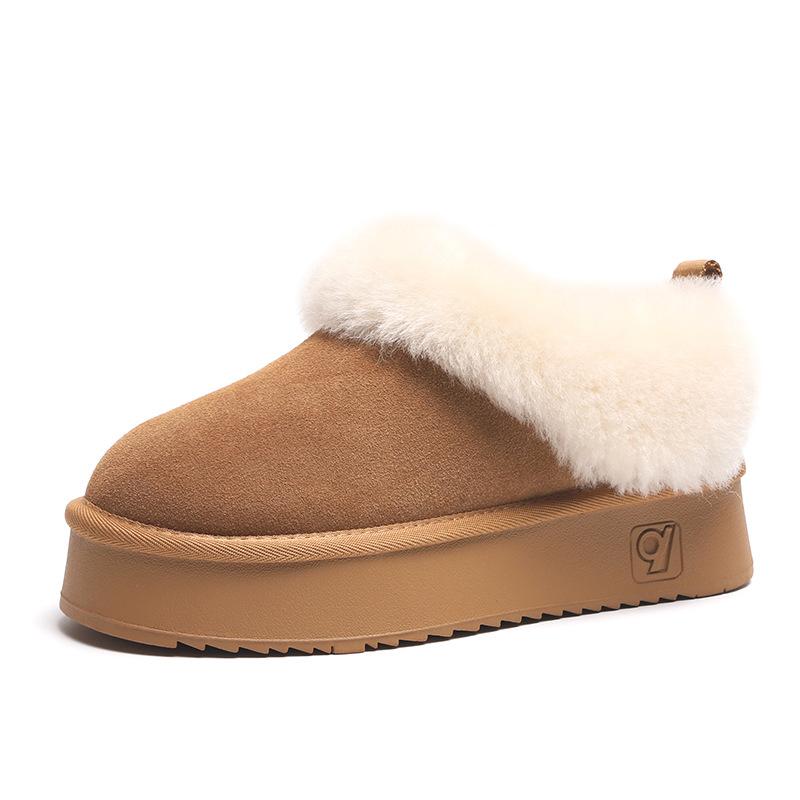 Leather snow boots women`s winter new