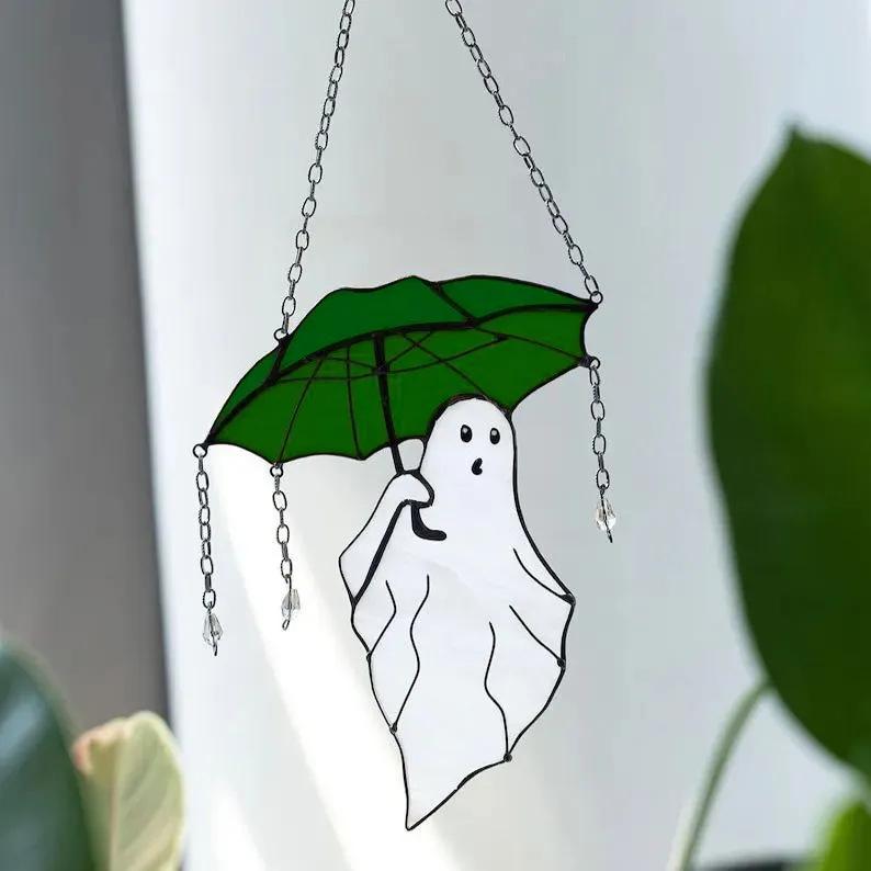 Mysterious Umbrella Ghost Acrylic Halloween Decoration Sun Catcher Pendant Hanging Decoration Home Atmosphere Decoration