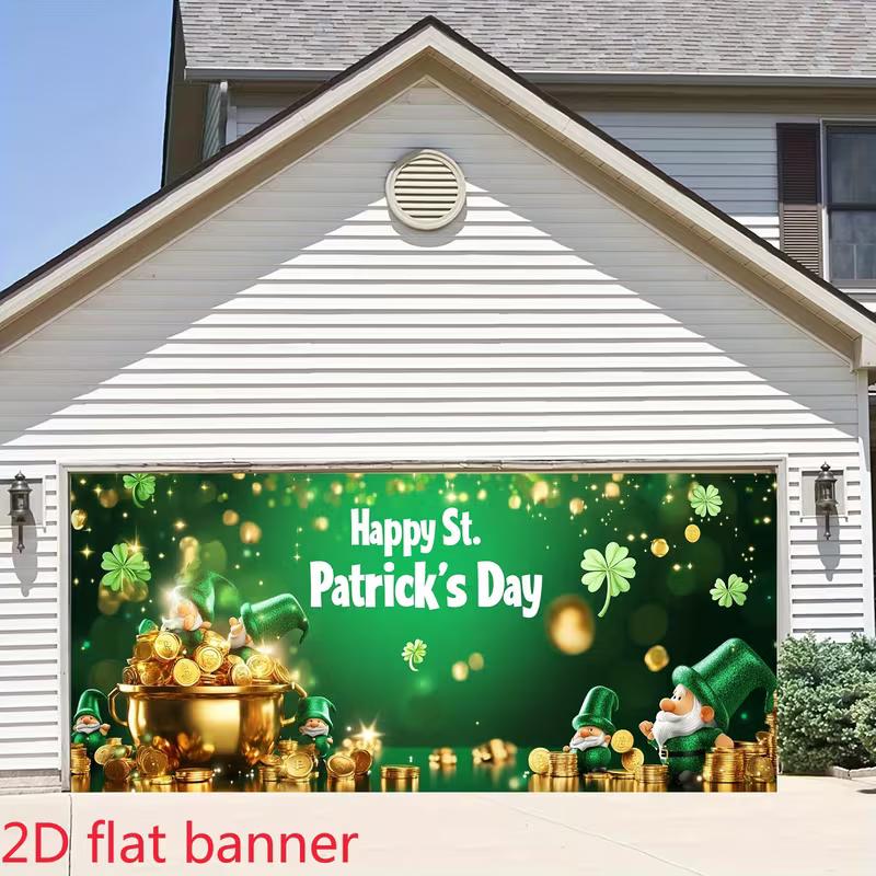2D St. Patrick s Day Photography Backdrop with Leprechauns, Pot of Gold and Shamrocks 47.2x31.5inch/120*80cm