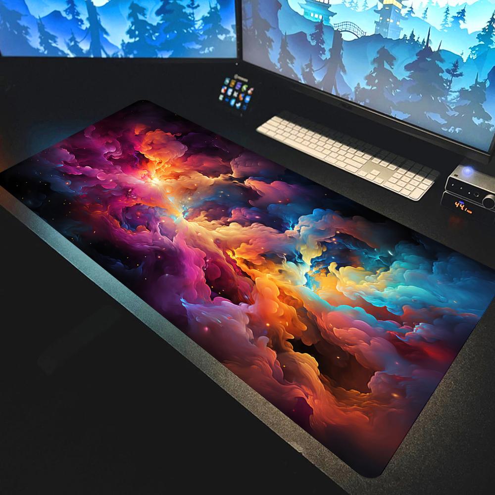Mouse Pad Galáxia Estrelada HD Grande Computador Escritório Jogo Tapetes de Mesa XXL Borracha Antiderrapante HD Teclado Mousepads Universo Tapete de Mesa