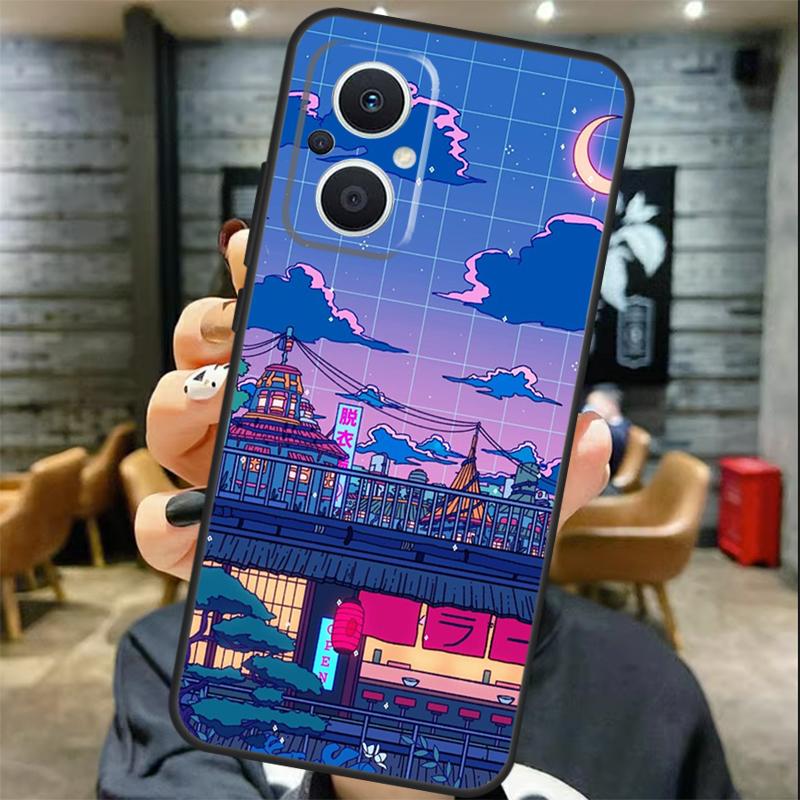 Neon Village Bathhouse Night Case For OPPO Reno 13 13F 12 F 11 8T 7 8 10 Pro OPPO Find X8 X6 Pro X3 X5 Lite Cover Coque