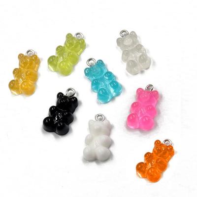 Transparent Resin Bear Pendant Hair & Earring Accessories In 8 Colors - 11x22mm KC Gold