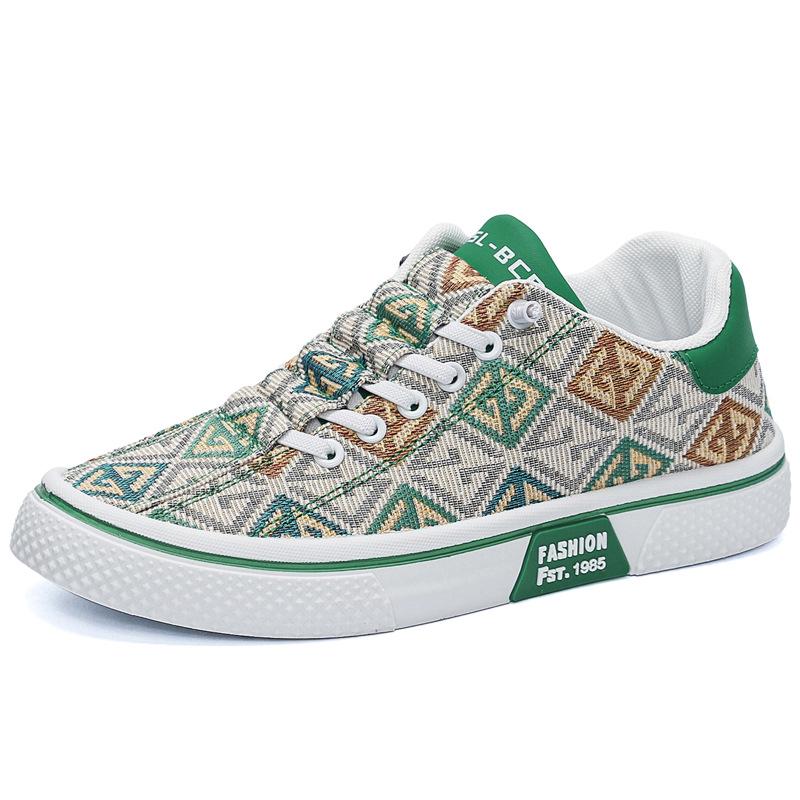 Men's Shoes Summer New Board Shoes Men's Retro Printing Fashion Breathable Comfortable Board Shoes Soft-soled Casual Shoes