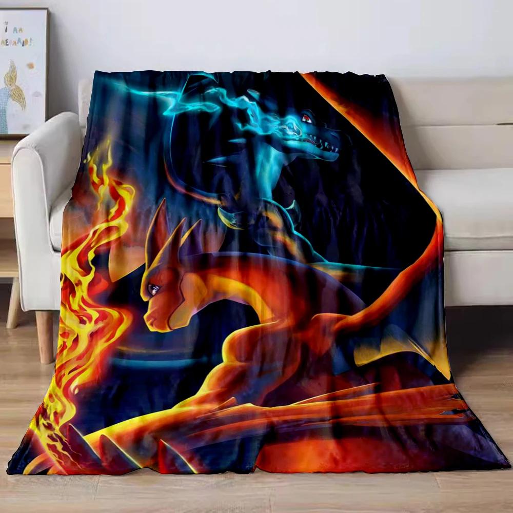 31 Style Anime Pokémon Charizard Cartoon Flannel Blanket for Sofa Home Sofa Student Blankets Children Student Nap Girl Kids Gift