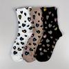 3 par damstrumpor för höst- och vintermode, trendiga randiga leopardmönstrade söta kärleksfulla tubstrumpor