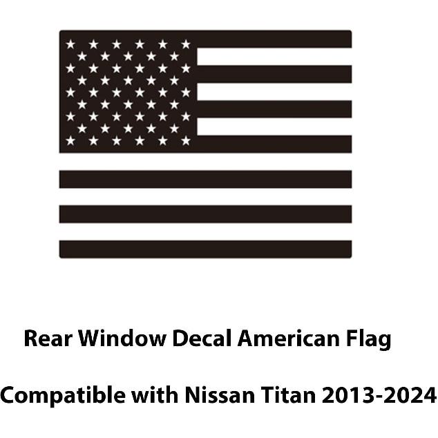 Rear Middle Window American Flag Decal For Nissan Titan 2013- 2024 Back Center Sliding Window Glass USA Flag Vinyl Sticker Exterior