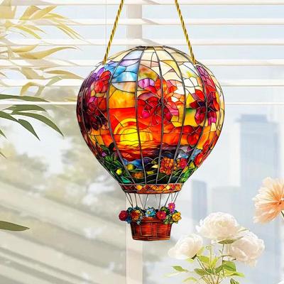 Hot Air Balloon Sun Catcher Acrylic Balloon Stained Window Sun Catcher Rainbow Decor Hangable Ornament for Window Home Kitchen