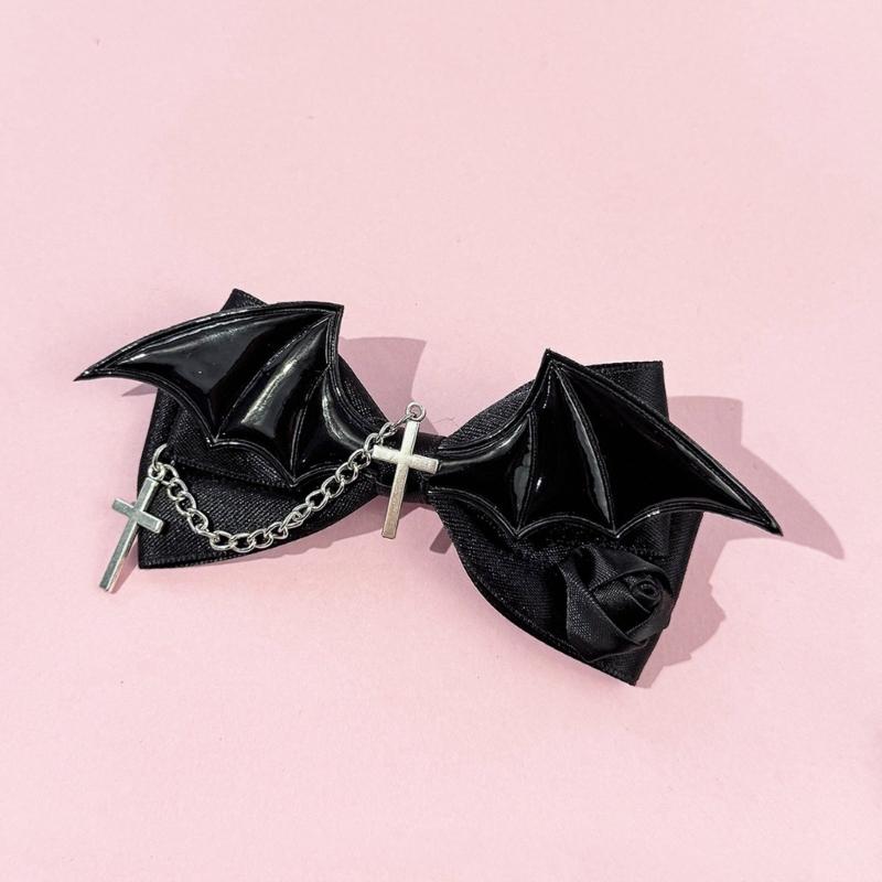 1PC Elegant Bows Hair Clip with Heart Crosses Design Soft Fabric Hairpin For Women Girls Daily Use