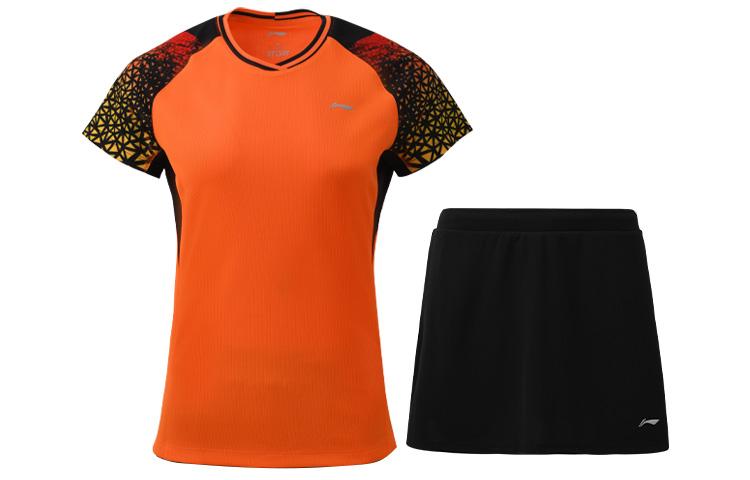 Li Ning Badminton Collection Two Piece Skirt Sets Women s V Neck Moderate Short AATQ028-4 M