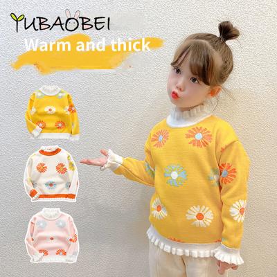 Maglione per bambine Autunno e inverno Maglione per neonati Collo alto Maglioni lavorati a maglia Abbigliamento per bambini Fondo in velluto Top