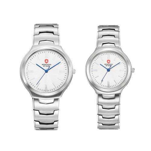 

[Moncross] Moncross Classic Metal Couple Watch MS32141MF-WT MS32141F-WT