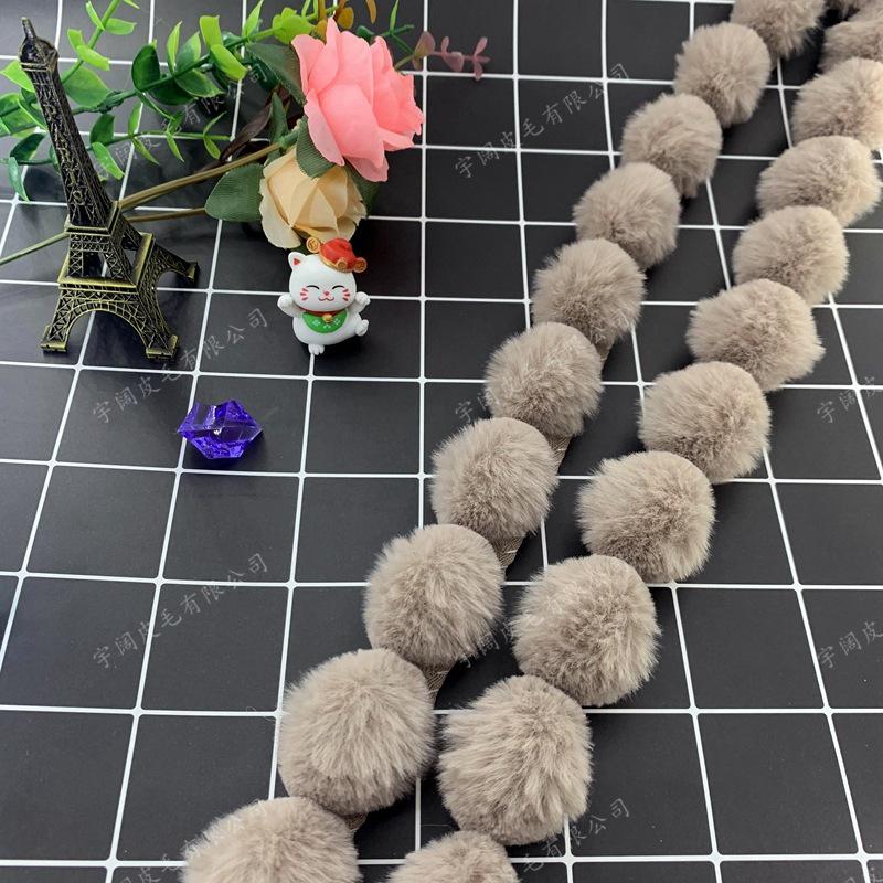 Lace Trim & Faux Mink Fur Pom-pom Border for Crafts and Clothing