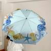 1pc Seashell Starfish Coral Wreath Border Clipart Umbrella with Plastic Handle,Suitable for All Seasons Home Travel Outdoor UmbrellaDD1634