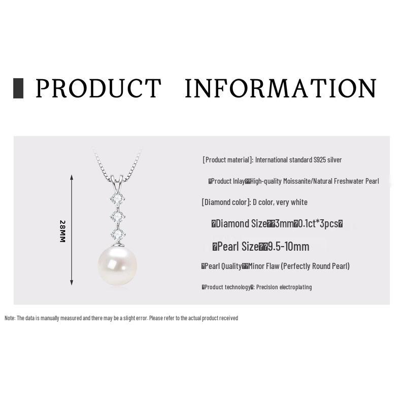 Freshwater Pearl & Diamond-Set Silver Pendant Necklace for Women